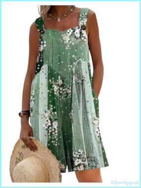 Plus Size Floral Color Block Sleeveless Romper Wide Leg Summer Jumpsuit